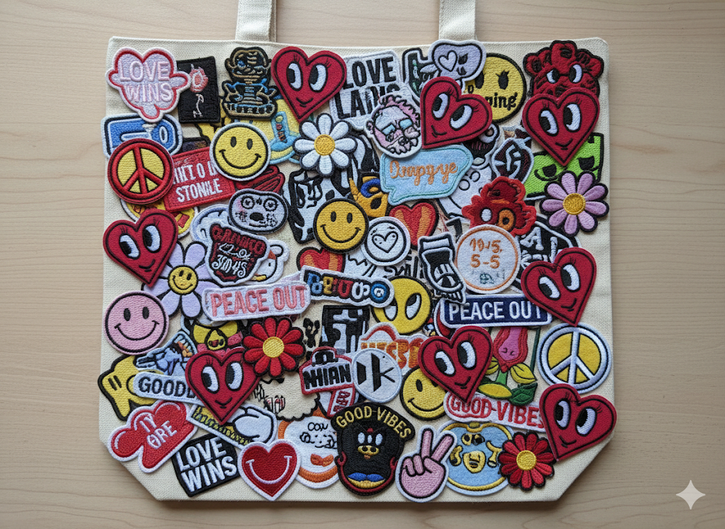 Lovely Hearts patch small – rode hartjes met gezichtjes – limited edition – T is for Teddie