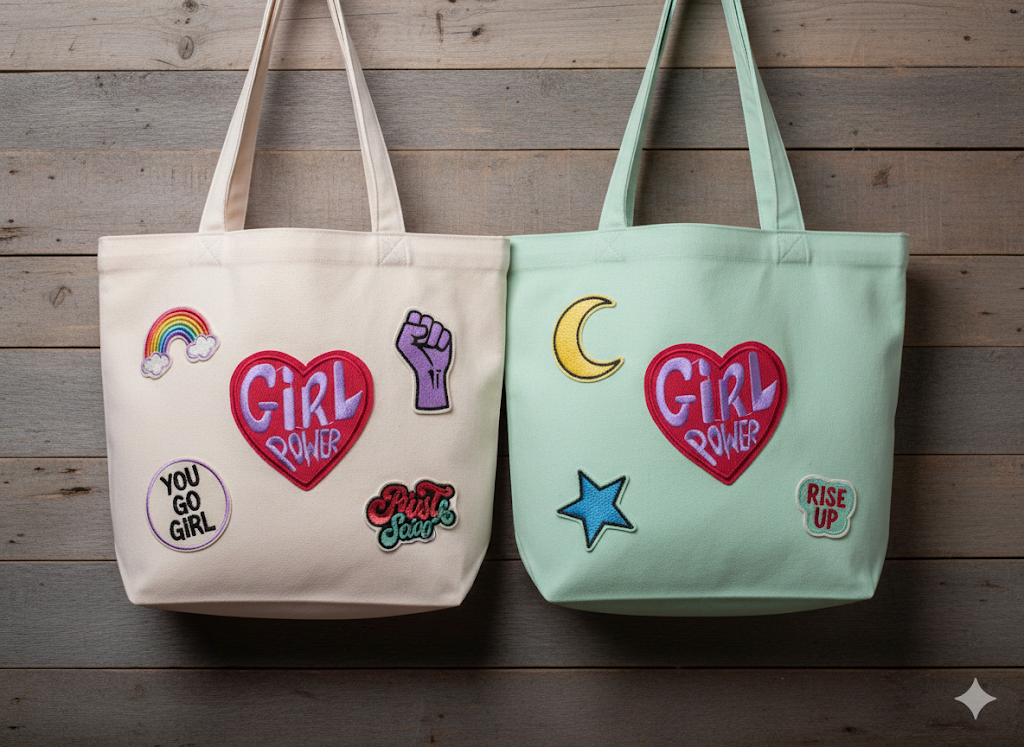 Girl Power Patch – rood & paars – limited edition – T is for Teddie – patch voor hoodie sweater tas – Gen Z friendly