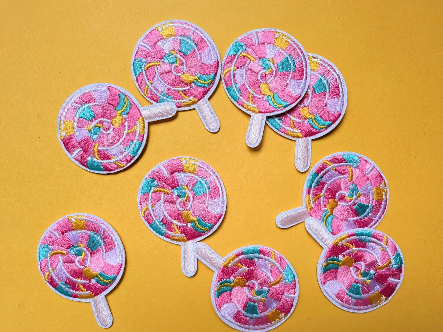 Lollipop patch small – roze groen oranje – limited edition – T is for Teddie – patch voor hoodie sweater tas