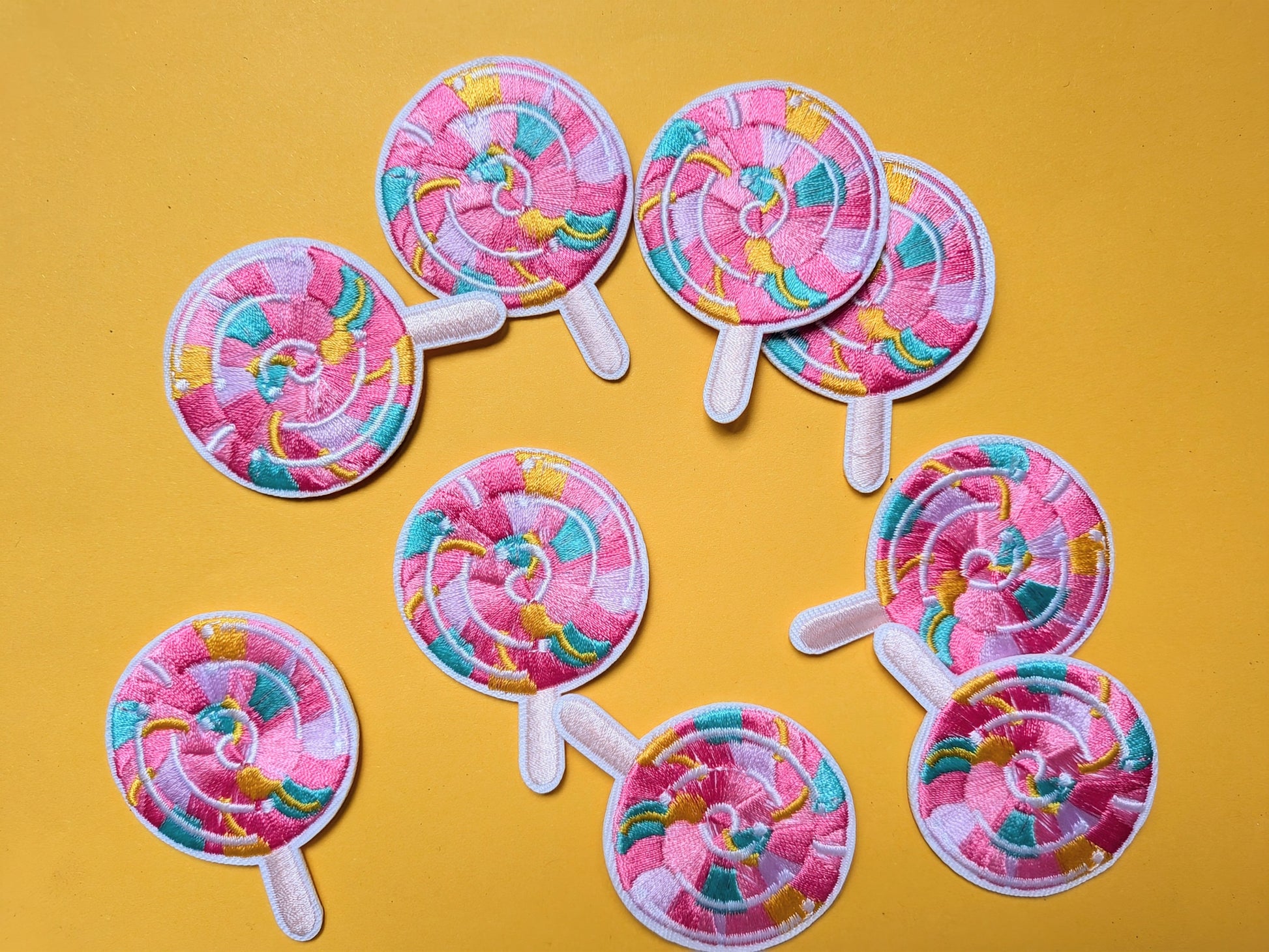 Lollipop patch small – roze groen oranje – limited edition – T is for Teddie – patch voor hoodie sweater tas