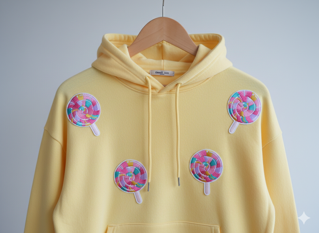 Lollipop patch small – roze groen oranje – hoodie – T is for Teddie – patch voor hoodie sweater tas